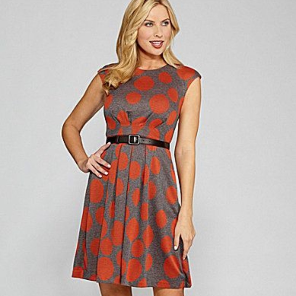 Maggy London Belted Polka Dot Dress Size 4